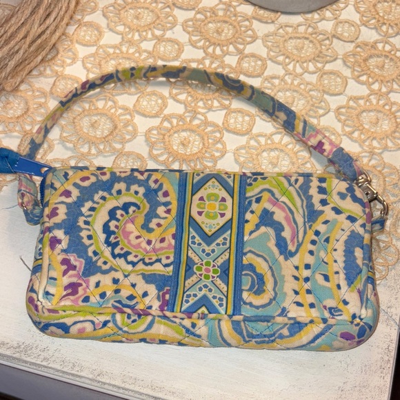Vera Bradley Handbags - Vera Bradley Capri Blue and Yellow Paisley Wristlet